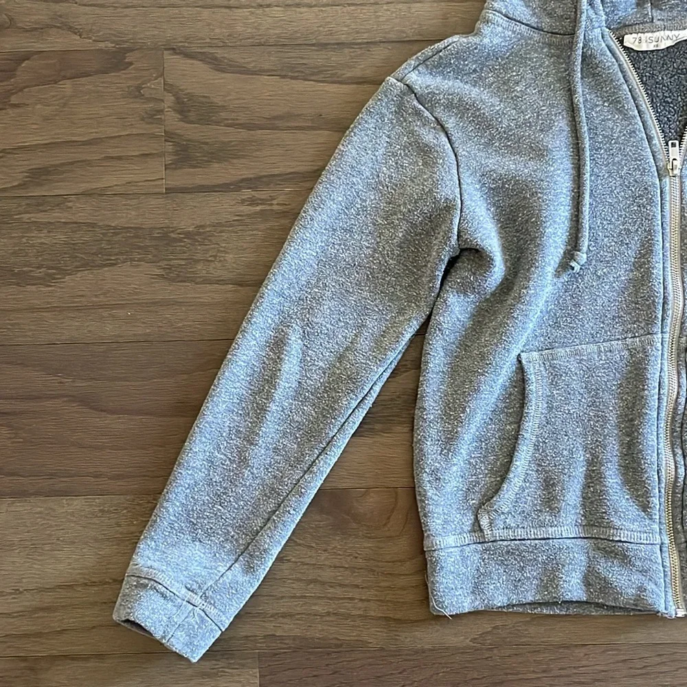 78 & Sunny Grey Hooded Zip Up Sweatshirt - Size XS - Picture 3 of 8